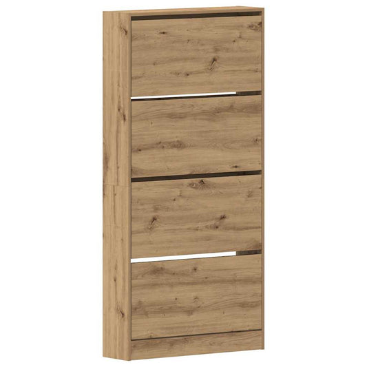 Schuhschrank mit Speicher Eiche handwerklich 80 x 21 x 163.5 cm