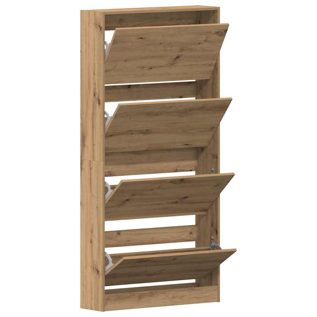Schuhschrank mit Speicher Eiche handwerklich 80 x 21 x 163.5 cm