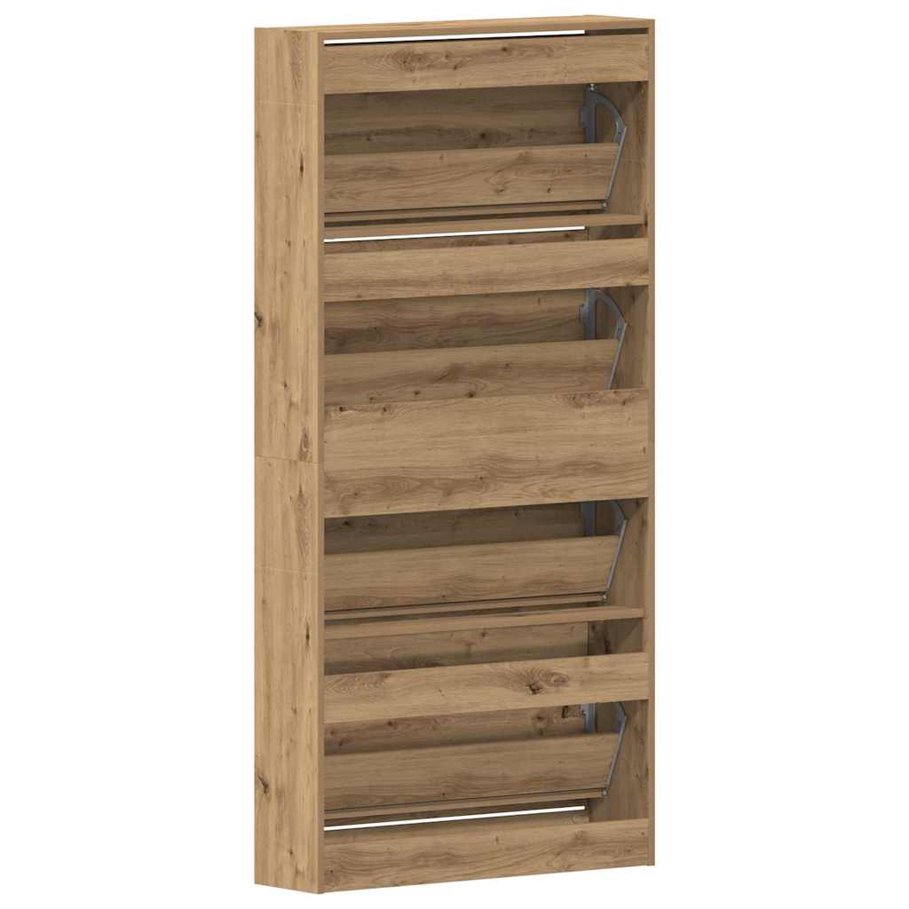 Schuhschrank mit Speicher Eiche handwerklich 80 x 21 x 163.5 cm