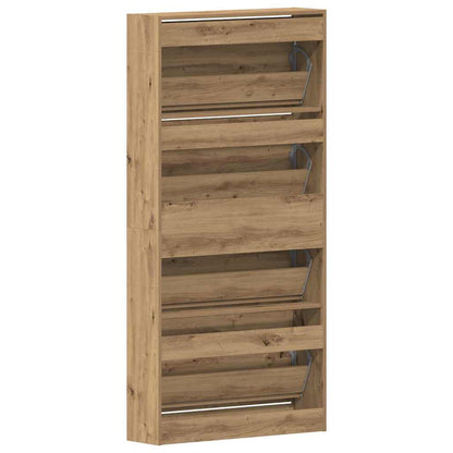 Schuhschrank mit Speicher Eiche handwerklich 80 x 21 x 163.5 cm