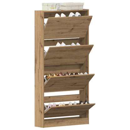 Schuhschrank mit Speicher Eiche handwerklich 80 x 21 x 163.5 cm