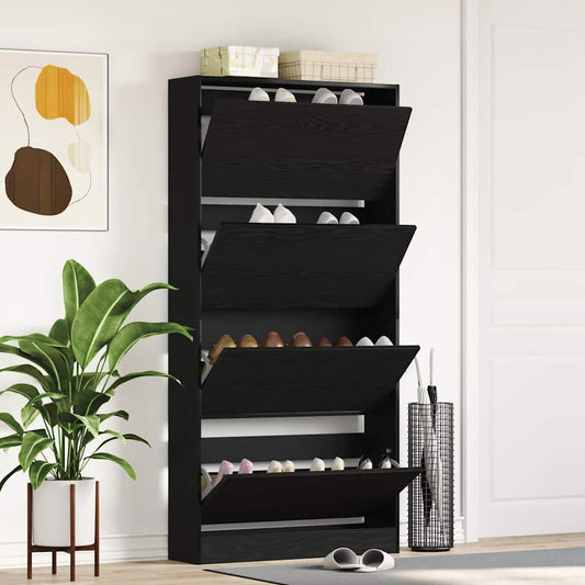 Schuhschrank Schwarze Eiche 80 x 21 x 163.5 cm Holzwerkstoff
