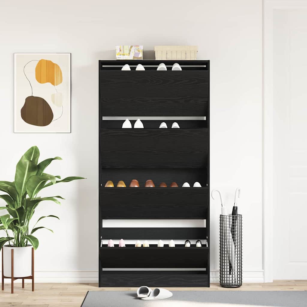 Schuhschrank Schwarze Eiche 80 x 21 x 163.5 cm Holzwerkstoff