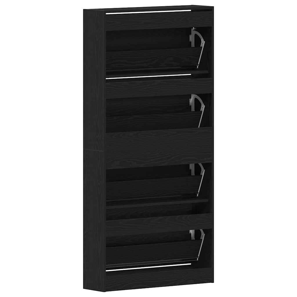 Schuhschrank Schwarze Eiche 80 x 21 x 163.5 cm Holzwerkstoff