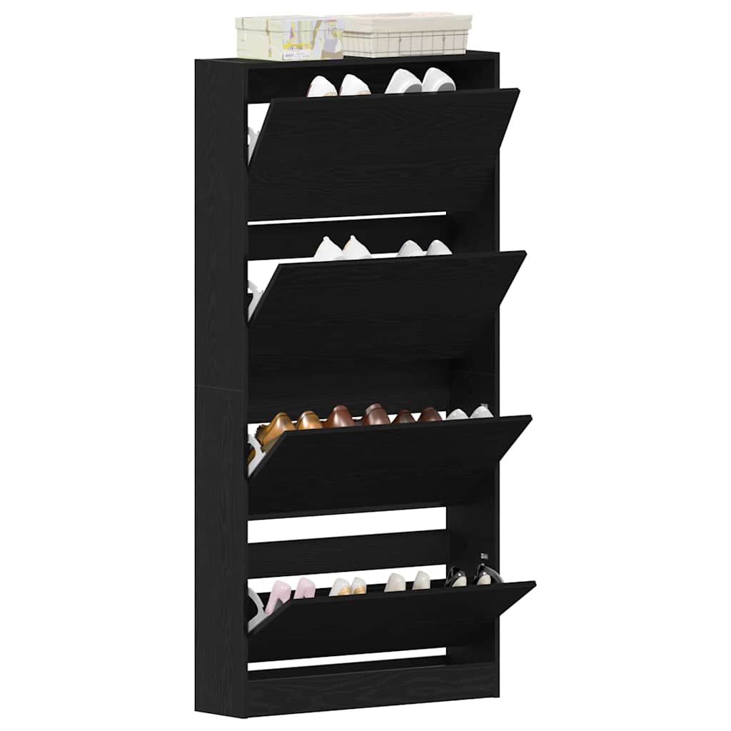 Schuhschrank Schwarze Eiche 80 x 21 x 163.5 cm Holzwerkstoff