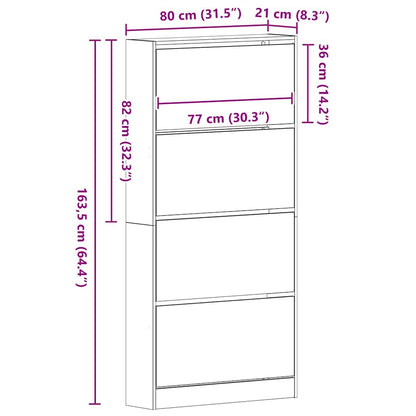 Schuhschrank Schwarze Eiche 80 x 21 x 163.5 cm Holzwerkstoff