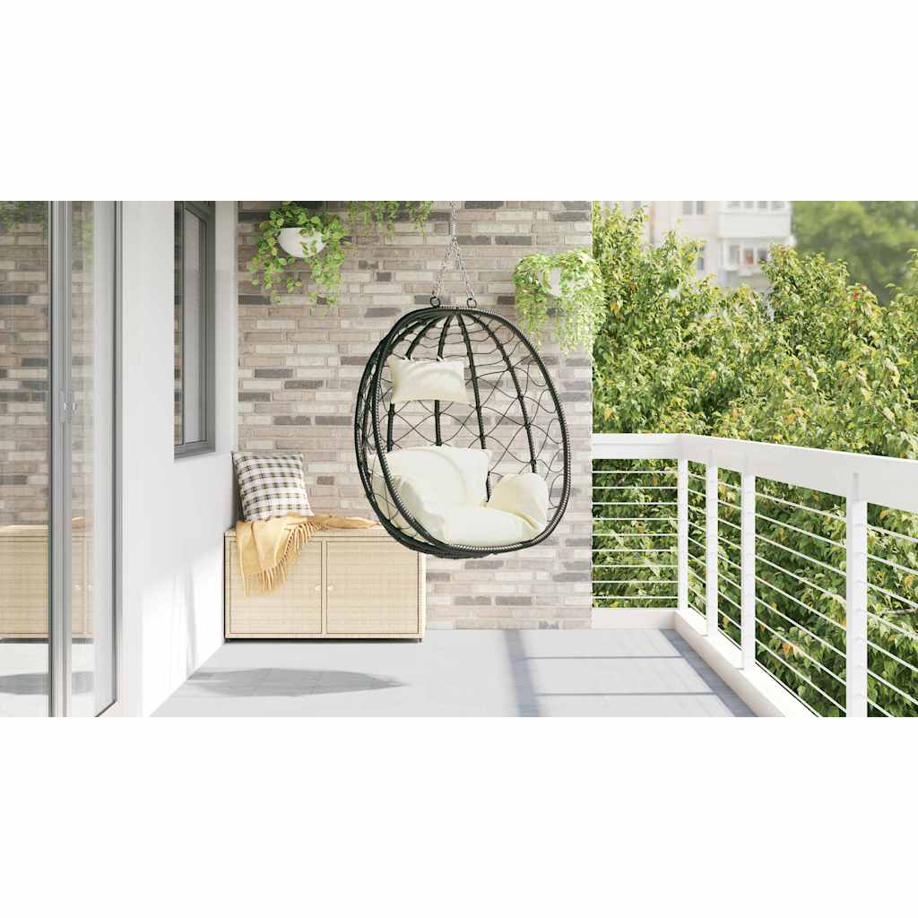 Hängendes Ei-Stuhl Cremeweiß 91.5 x 60 x 110 cm Poly-Rattan