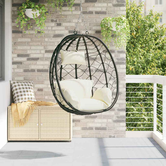 Hängendes Ei-Stuhl Cremeweiß 91.5 x 60 x 110 cm Poly-Rattan