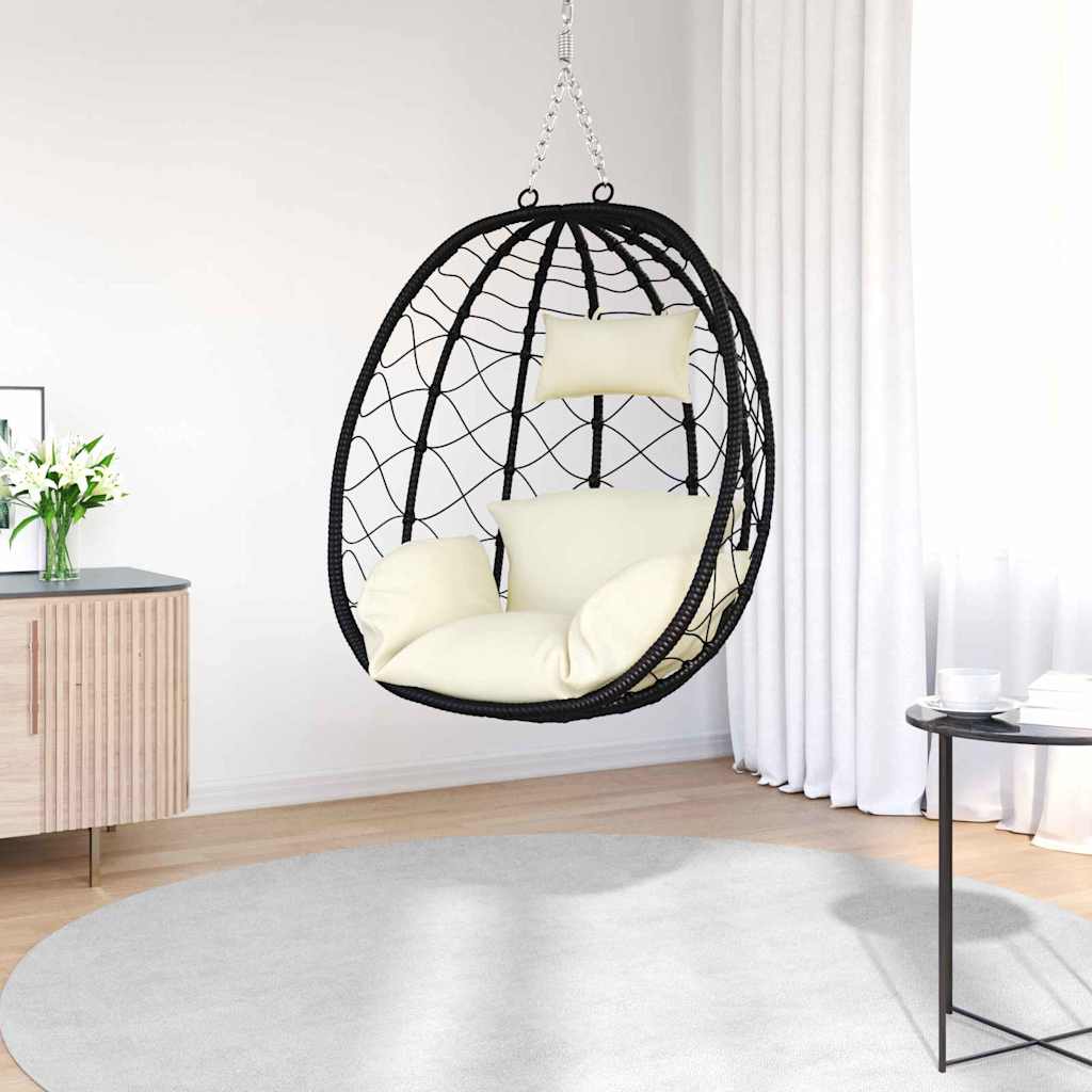 Hängendes Ei-Stuhl Cremeweiß 91.5 x 60 x 110 cm Poly-Rattan