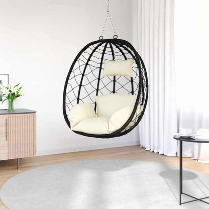 Hängendes Ei-Stuhl Cremeweiß 91.5 x 60 x 110 cm Poly-Rattan