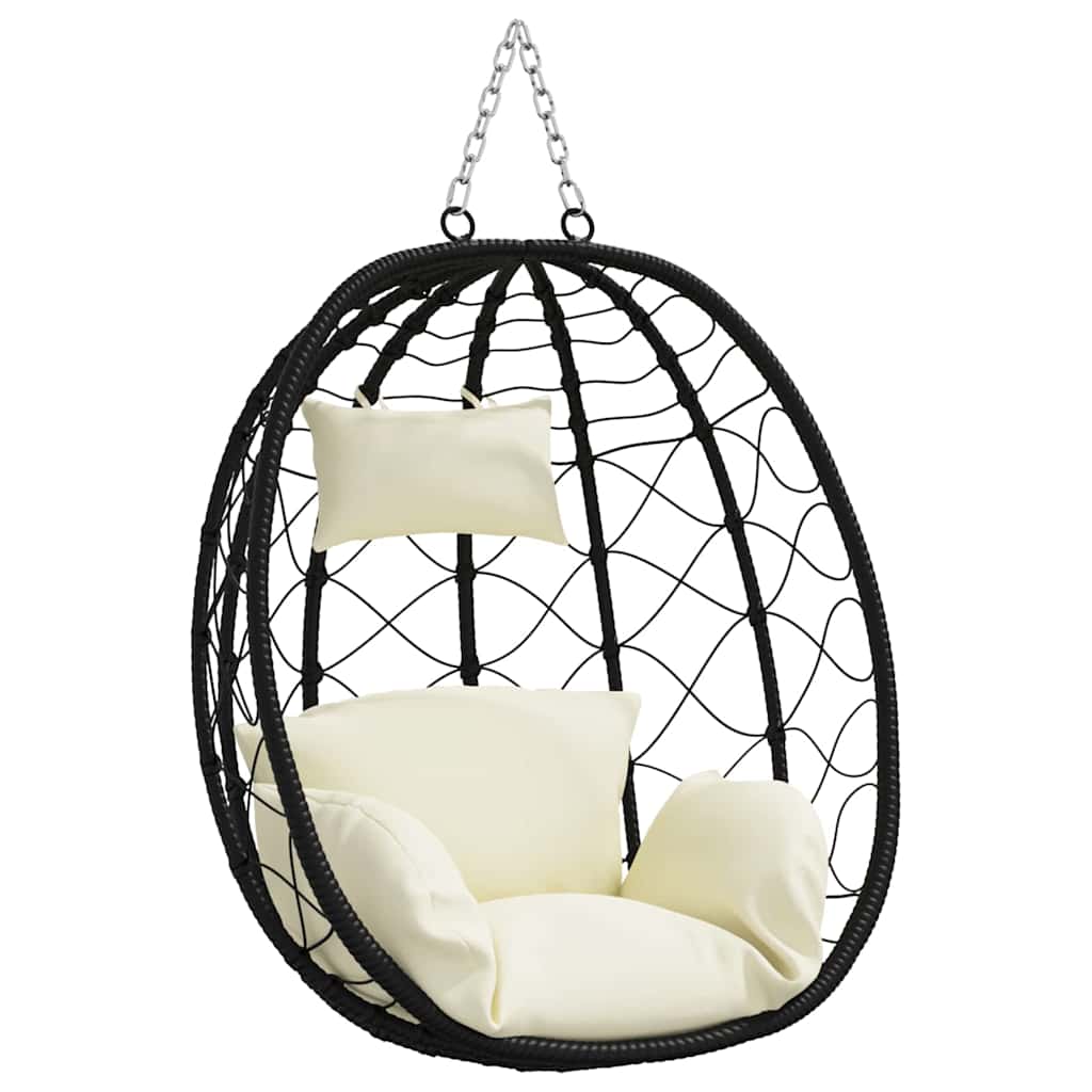 Hängendes Ei-Stuhl Cremeweiß 91.5 x 60 x 110 cm Poly-Rattan
