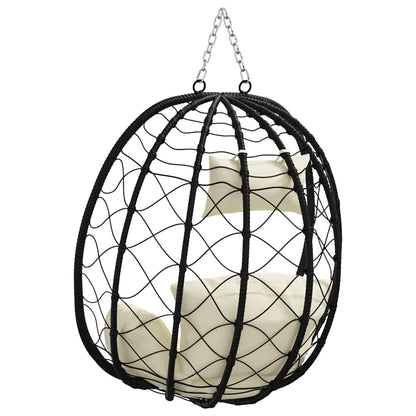 Hängendes Ei-Stuhl Cremeweiß 91.5 x 60 x 110 cm Poly-Rattan