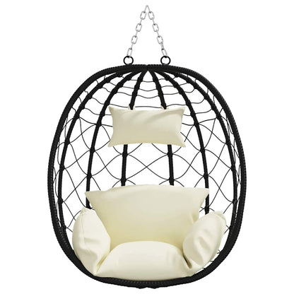 Hängendes Ei-Stuhl Cremeweiß 91.5 x 60 x 110 cm Poly-Rattan
