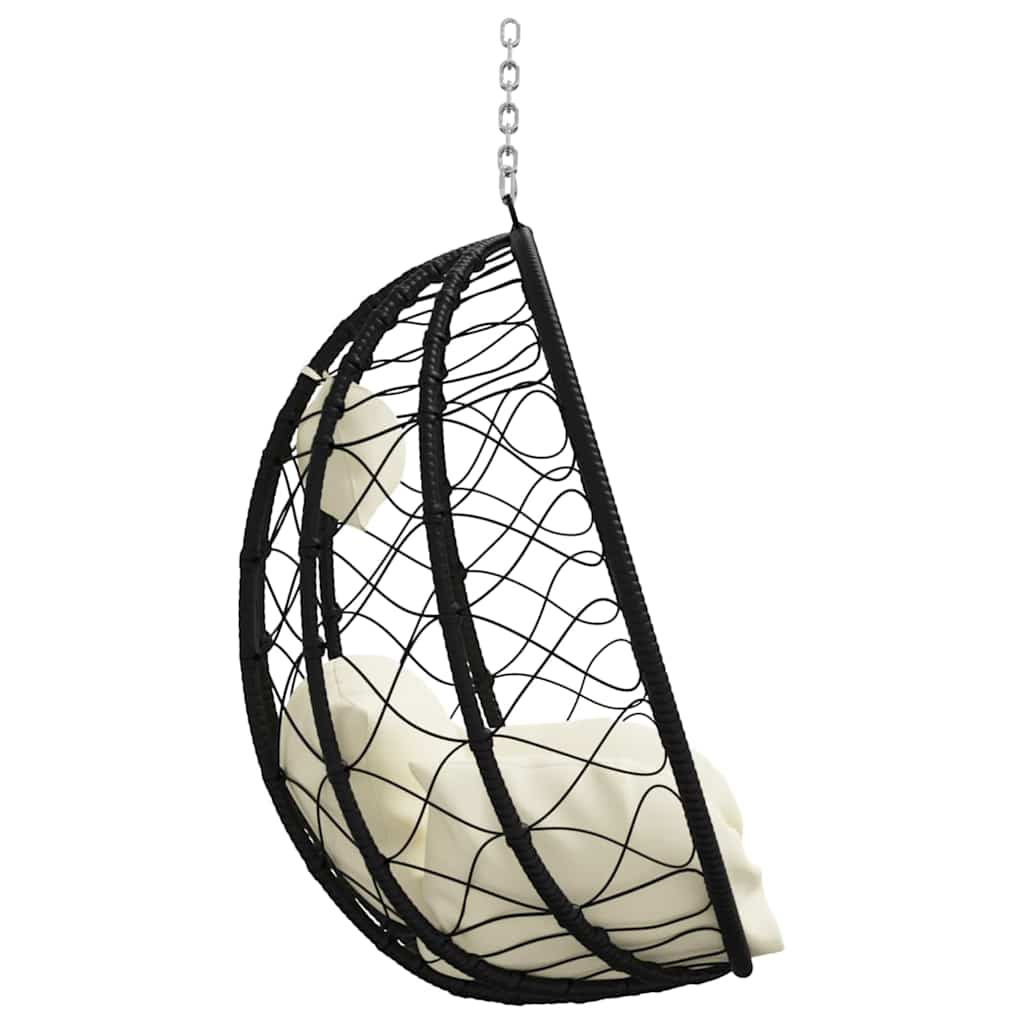 Hängendes Ei-Stuhl Cremeweiß 91.5 x 60 x 110 cm Poly-Rattan