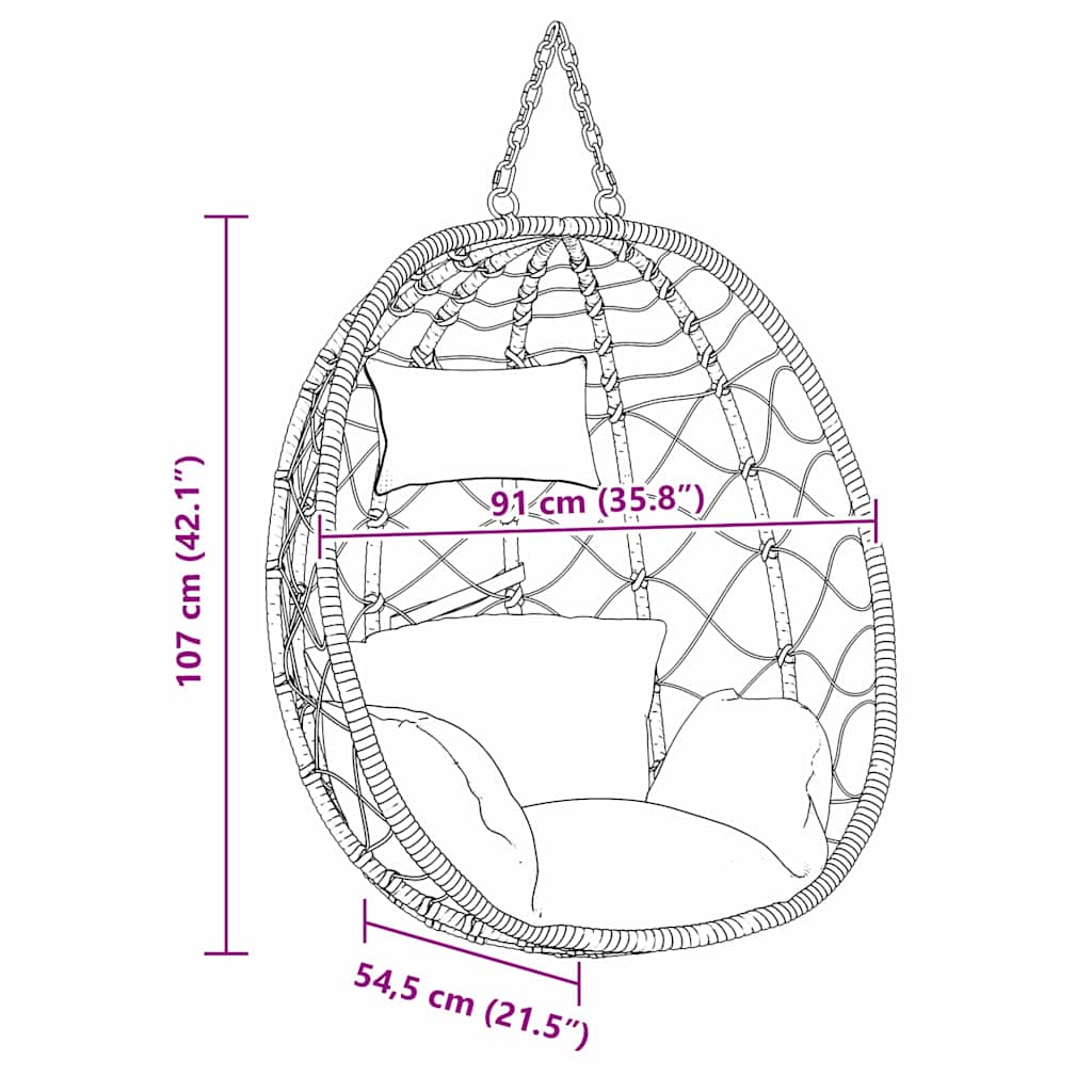Hängendes Ei-Stuhl Cremeweiß 91.5 x 60 x 110 cm Poly-Rattan