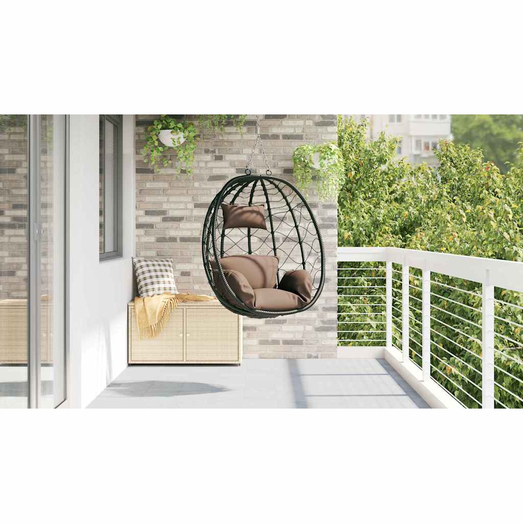 Hängendes Ei-Stuhl Kaffeebraun 91.5 x 60 x 110 cm Poly-Rattan