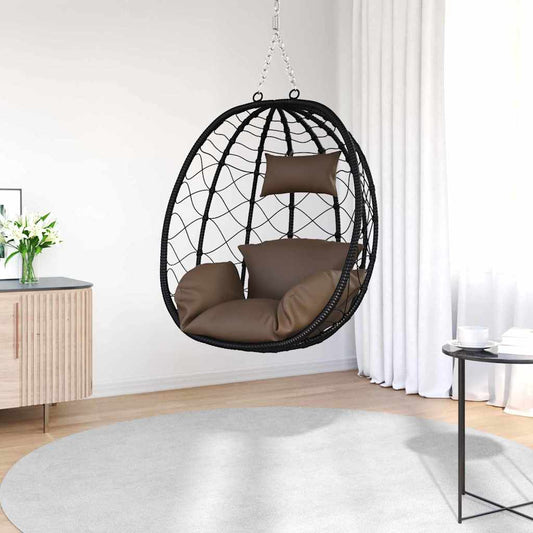 Hängendes Ei-Stuhl Kaffeebraun 91.5 x 60 x 110 cm Poly-Rattan