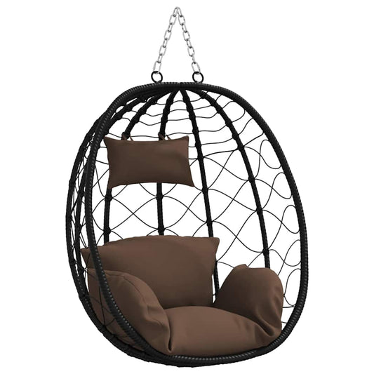 Hängendes Ei-Stuhl Kaffeebraun 91.5 x 60 x 110 cm Poly-Rattan