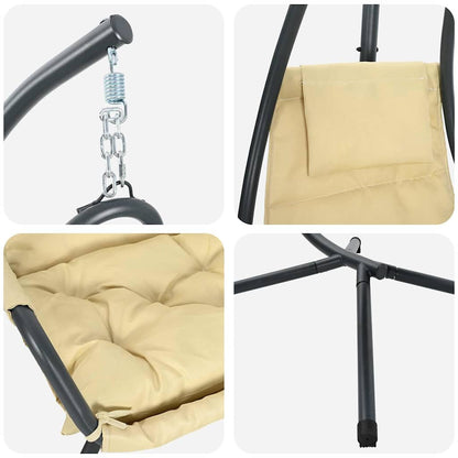 Hängendes Ei-Stuhl Beige 94 x 107 x 196,5 cm Stahl
