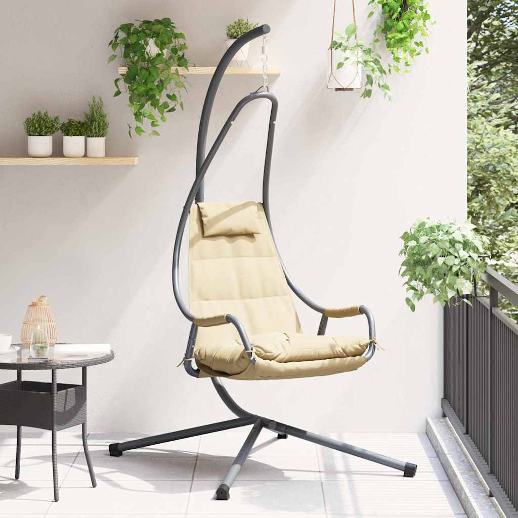Hängendes Ei-Stuhl Beige 94 x 107 x 196,5 cm Stahl
