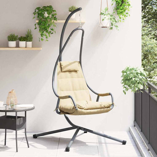 Hängendes Ei-Stuhl Beige 94 x 107 x 196,5 cm Stahl