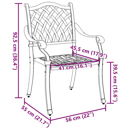 Gartenstuhl 2 pcs Bronzefarben 55 x 56,5 x 91cm Aluminium