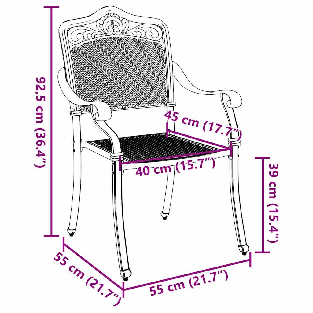 Gartenstuhl 2 pcs Weiß 55 x 56,5 x 91cm Aluminium