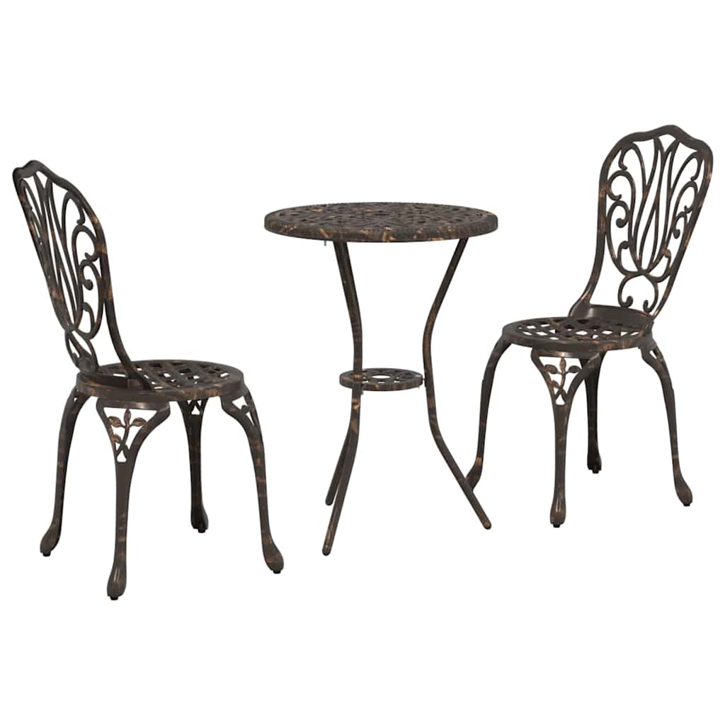Garten Bistro Set 3 pcs Bronze Aluminium