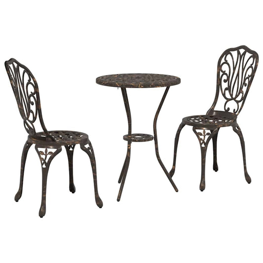 Garten Bistro Set 3 pcs Bronze Aluminium