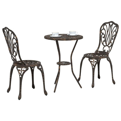 Garten Bistro Set 3 pcs Bronze Aluminium