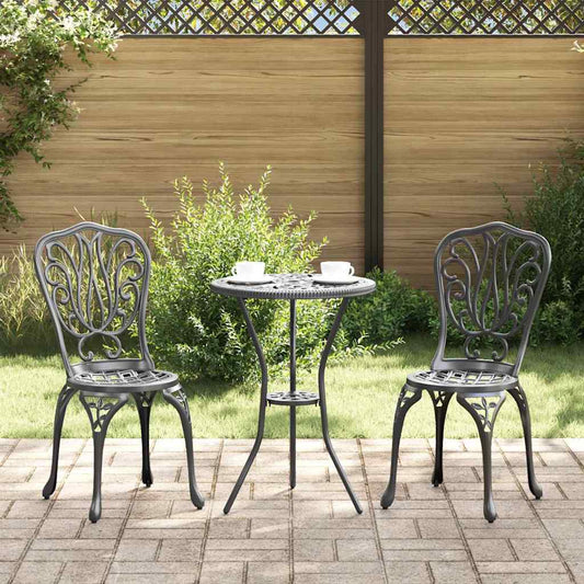 Garten Bistro Set 3 pcs Schwarz Aluminium