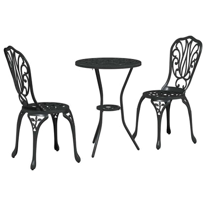 Garten Bistro Set 3 pcs Schwarz Aluminium