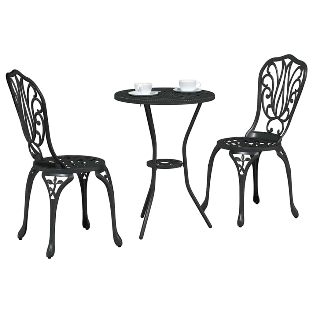 Garten Bistro Set 3 pcs Schwarz Aluminium