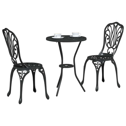 Garten Bistro Set 3 pcs Schwarz Aluminium