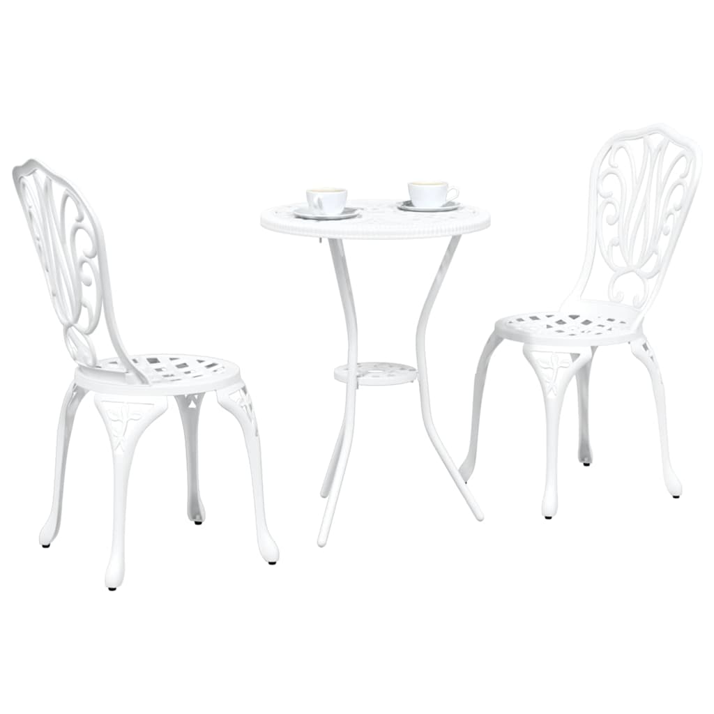 Garten Bistro Set 3 pcs Weiß Aluminium