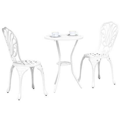 Garten Bistro Set 3 pcs Weiß Aluminium