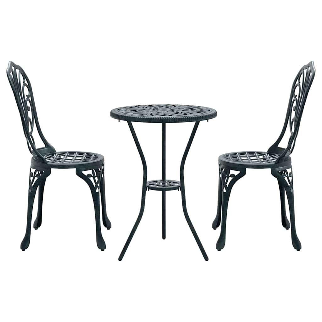Garten Bistro Set 3 pcs Grün Aluminium