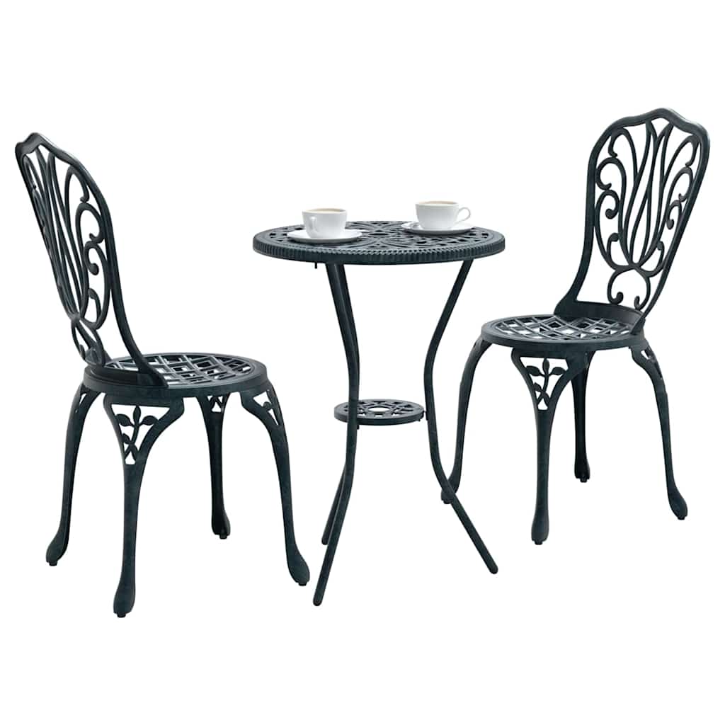 Garten Bistro Set 3 pcs Grün Aluminium