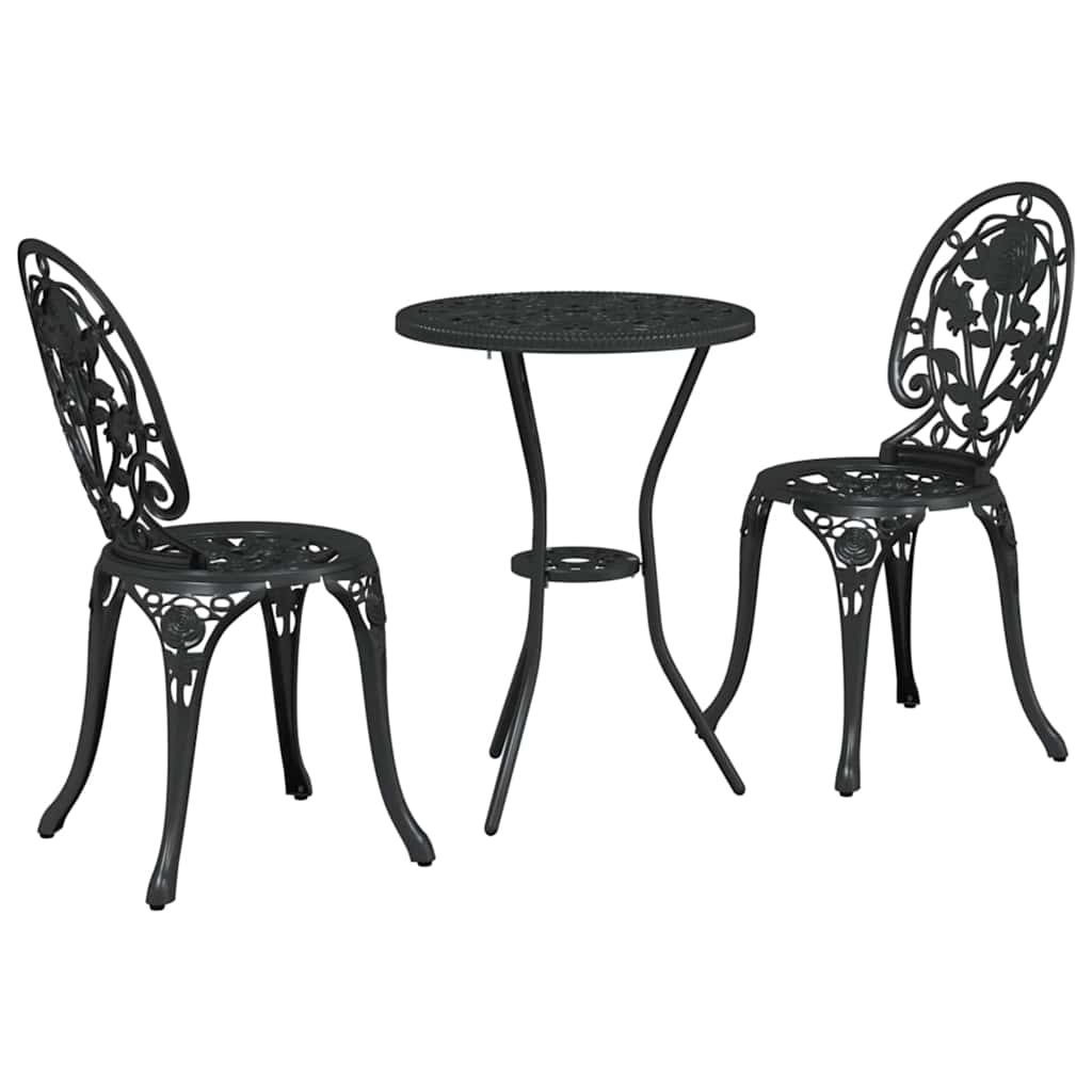 Garten Bistro Set 3 pcs Schwarz Aluminium