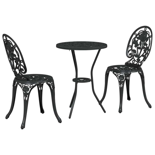 Garten Bistro Set 3 pcs Schwarz Aluminium
