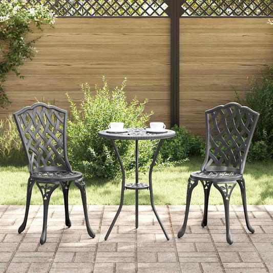 Garten Bistro Set 3 pcs Schwarz Aluminium