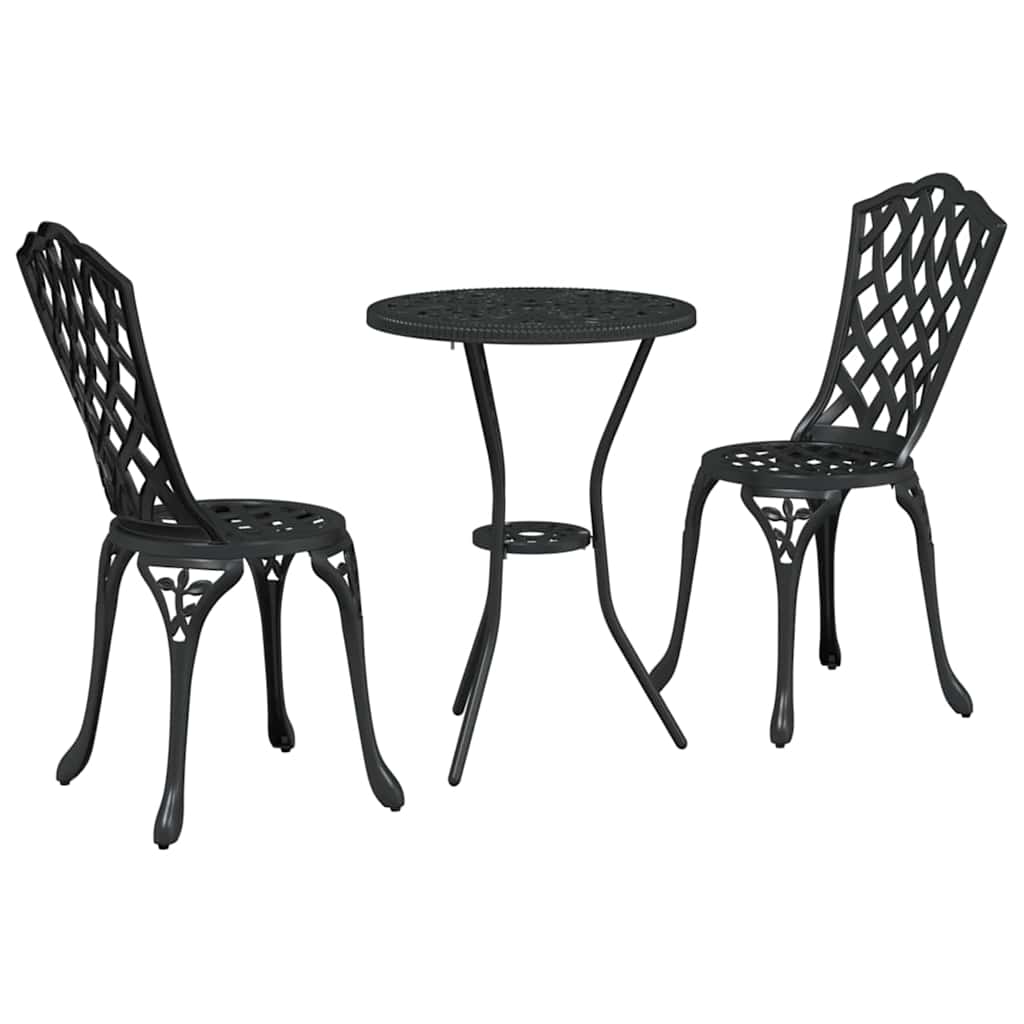 Garten Bistro Set 3 pcs Schwarz Aluminium