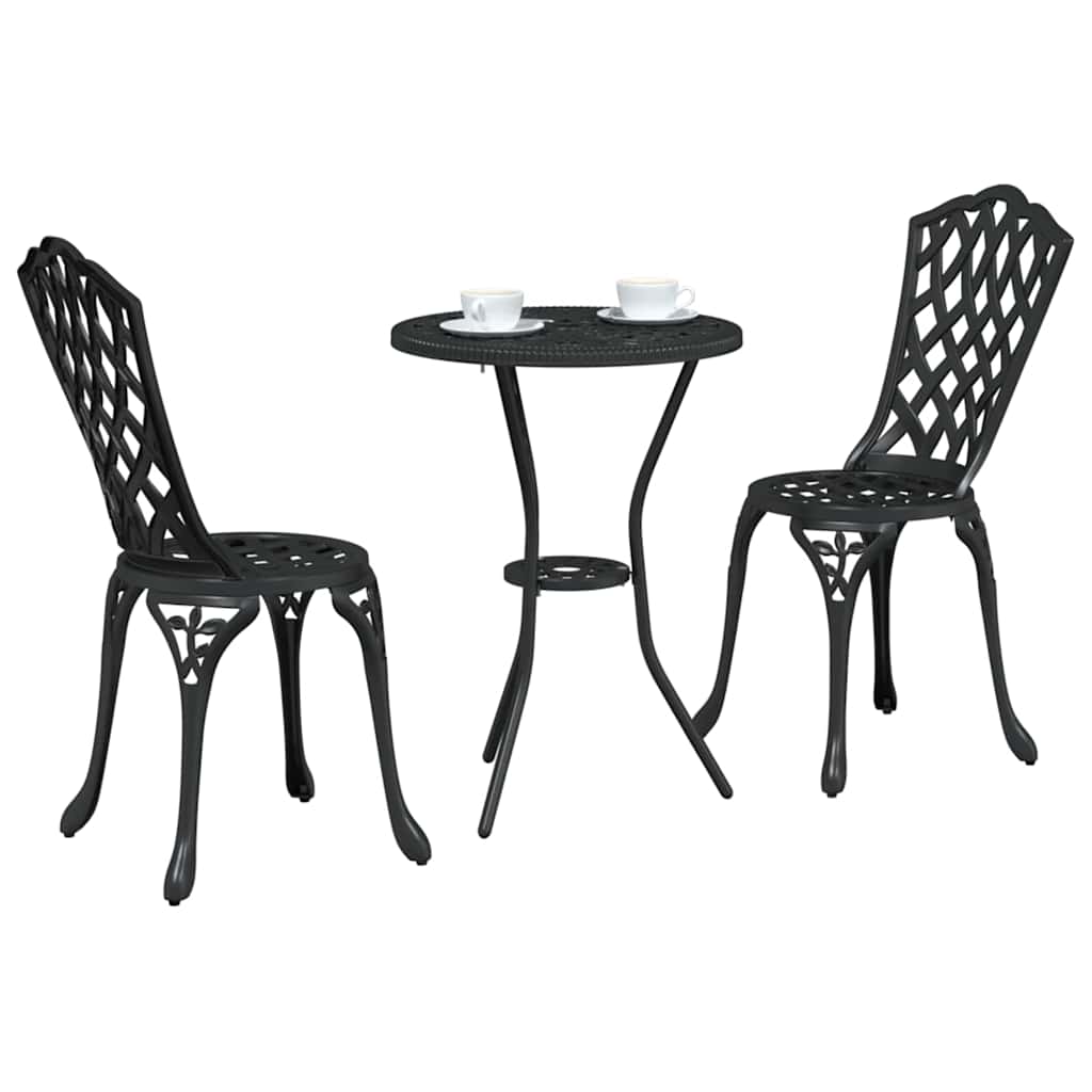 Garten Bistro Set 3 pcs Schwarz Aluminium
