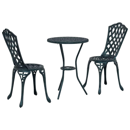 Garten Bistro Set 3 pcs Grün Aluminium