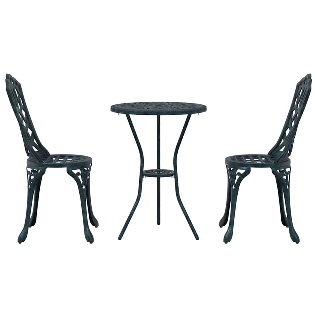 Garten Bistro Set 3 pcs Grün Aluminium