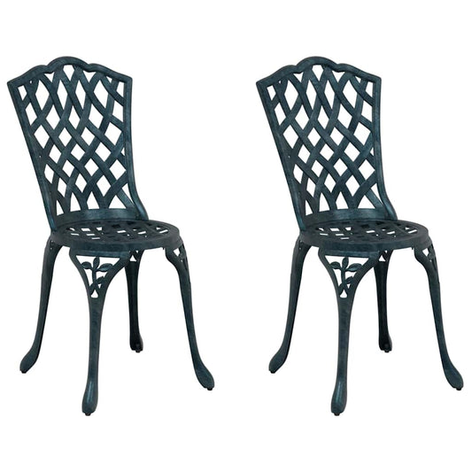 Gartenstuhl mit Kissen 2 pcs Grün 55 x 56,5 x 91cm Aluminium