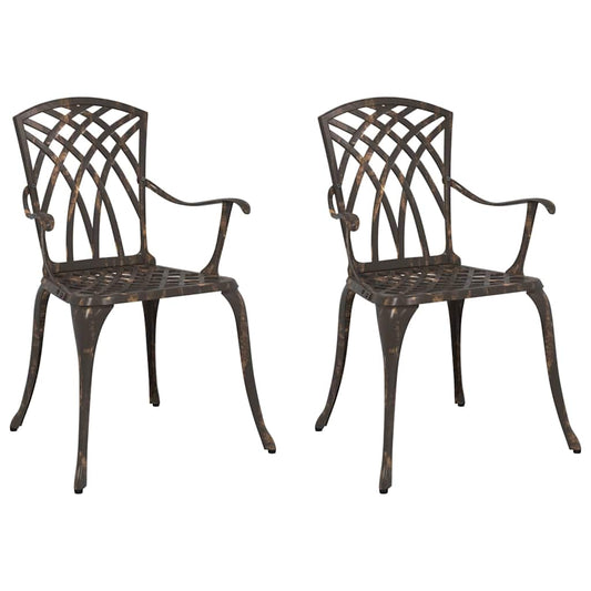 Gartenstuhl 2 pcs Bronzefarben 55 x 56,5 x 91cm Aluminium