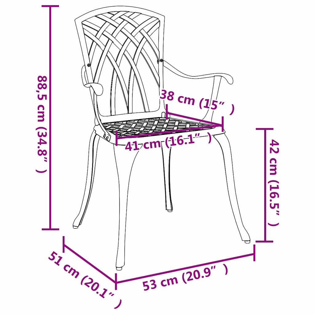 Gartenstuhl 2 pcs Weiß 55 x 56,5 x 91cm Aluminium