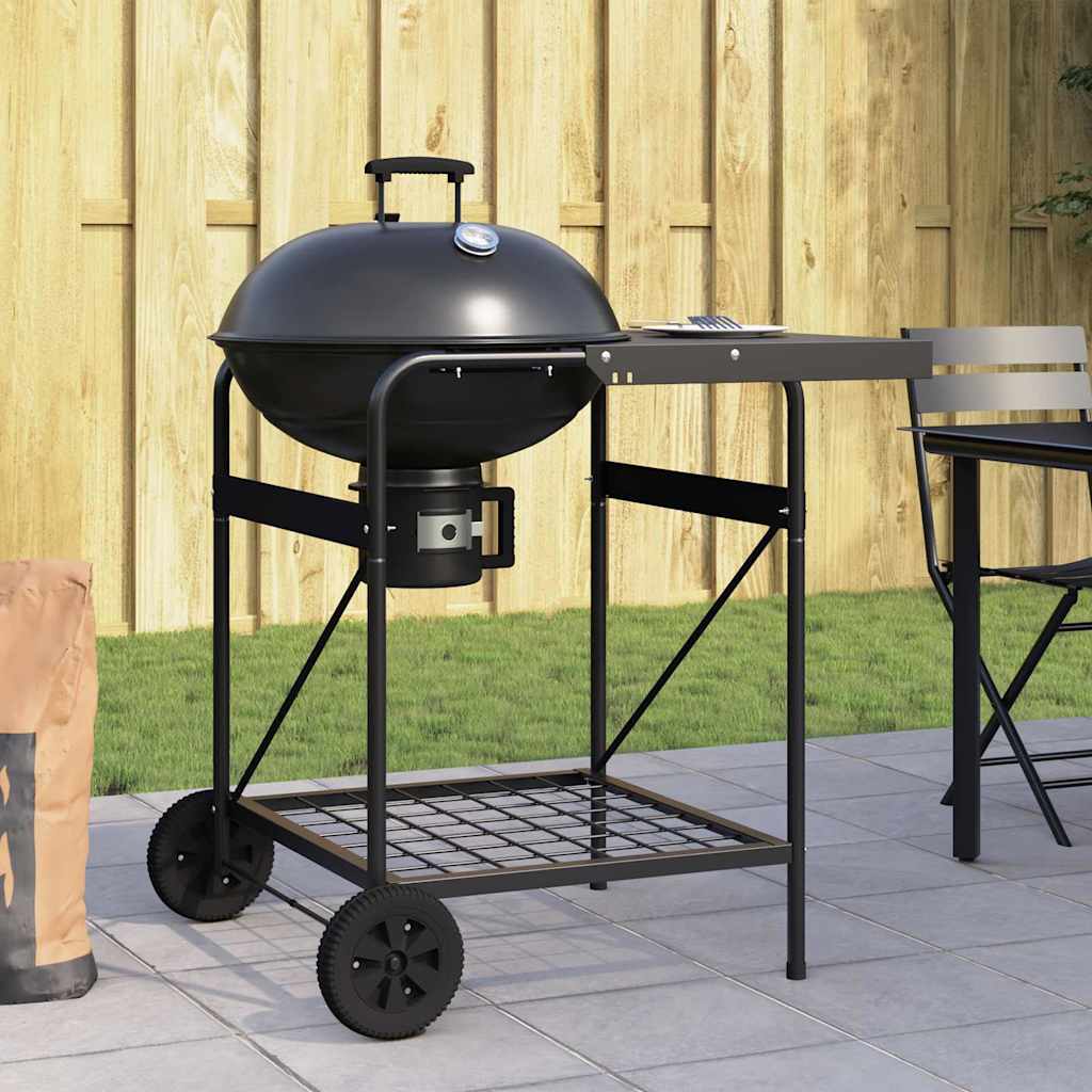 Outdoor Grill mit Rad Schwarz 96 x 72 x 113 cm Metall