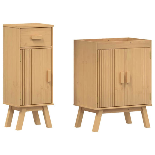 Badezimmermöbelset mit Speicher 2 pcs Braun 114 x 43 x 73.5 cm